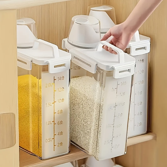 4-Piece Stackable Rice & Grain Storage Containers | Thickened Airtight Food Dispenser Bins