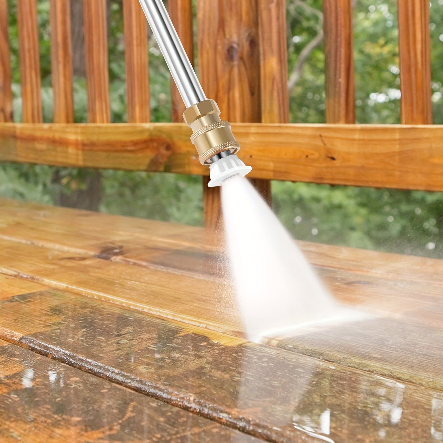 Heavy-Duty High-Pressure Power Washer Wand, Over-the-Hose Garden Spray Wand with 2 Interchangeable Nozzles, Battery-Free Aluminum Alloy Jet Washer Attachment for Car Wash and Window Cleaning