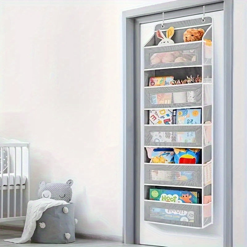 Over the Door Organizer 5-Tier Hanging Storage Rack, Heavy Duty Behind Door Pantry Shelves Supports Up to 44 lbs (19.96kg), No-Drill Anti-Tip Plastic Basket Shelving for Bedroom, Bathroom, Closet, Kitchen