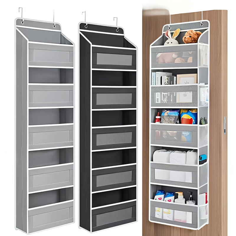 Over the Door Organizer 5-Tier Hanging Storage Rack, Heavy Duty Behind Door Pantry Shelves Supports Up to 44 lbs (19.96kg), No-Drill Anti-Tip Plastic Basket Shelving for Bedroom, Bathroom, Closet, Kitchen
