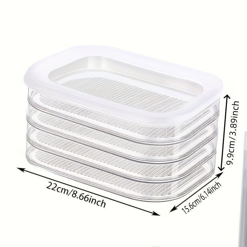 Stackable Refrigerator Food Storage Containers with Lids, 4-Tier Airtight Meat Deli Organizer Bins for Fridge, Leak-Proof Freezer Sealing Box for Cheese, Bacon, Beef Rolls, Shrimp, and Produce