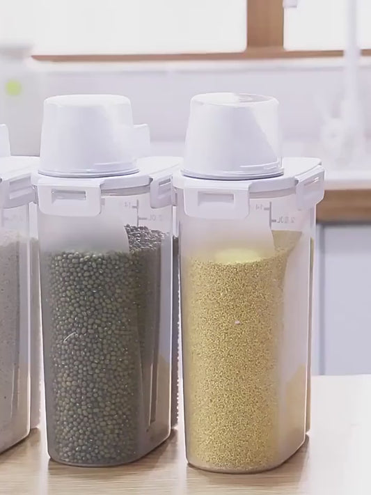 4-Piece Stackable Rice & Grain Storage Containers | Thickened Airtight Food Dispenser Bins